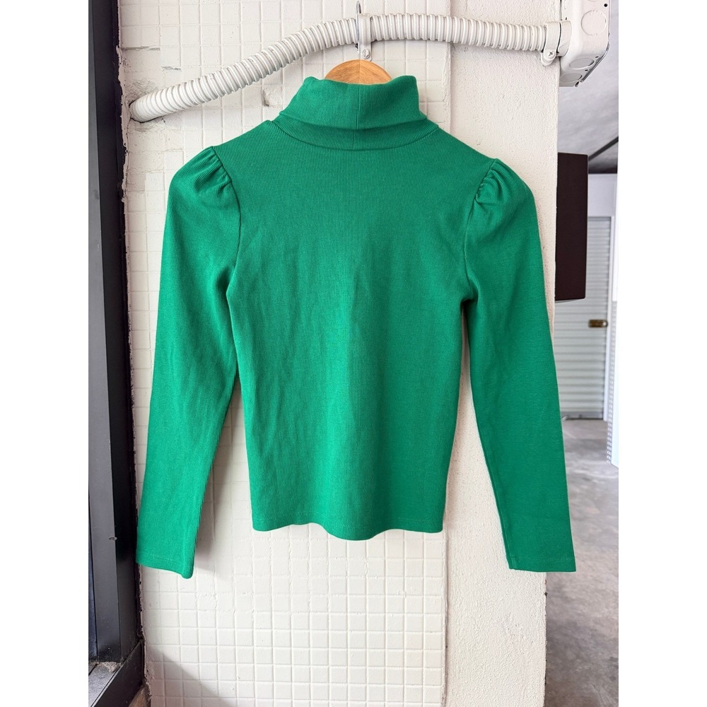 Gap Kids Girls Holiday Green Ribbed Puff Sleeve Turtleneck Top Size L 10 NWT - Picture 6 of 11